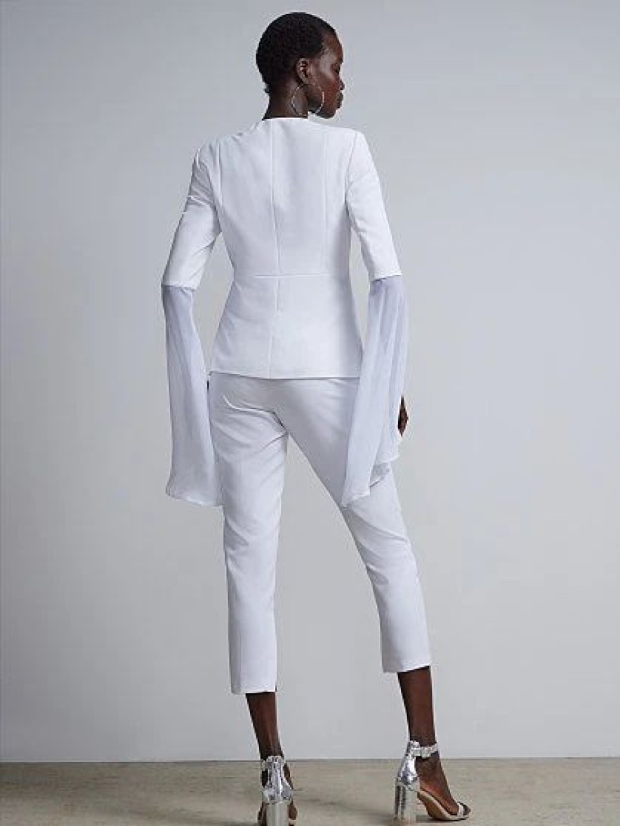 Jackets * | Elongated-Sleeve Blazer White - Optic White