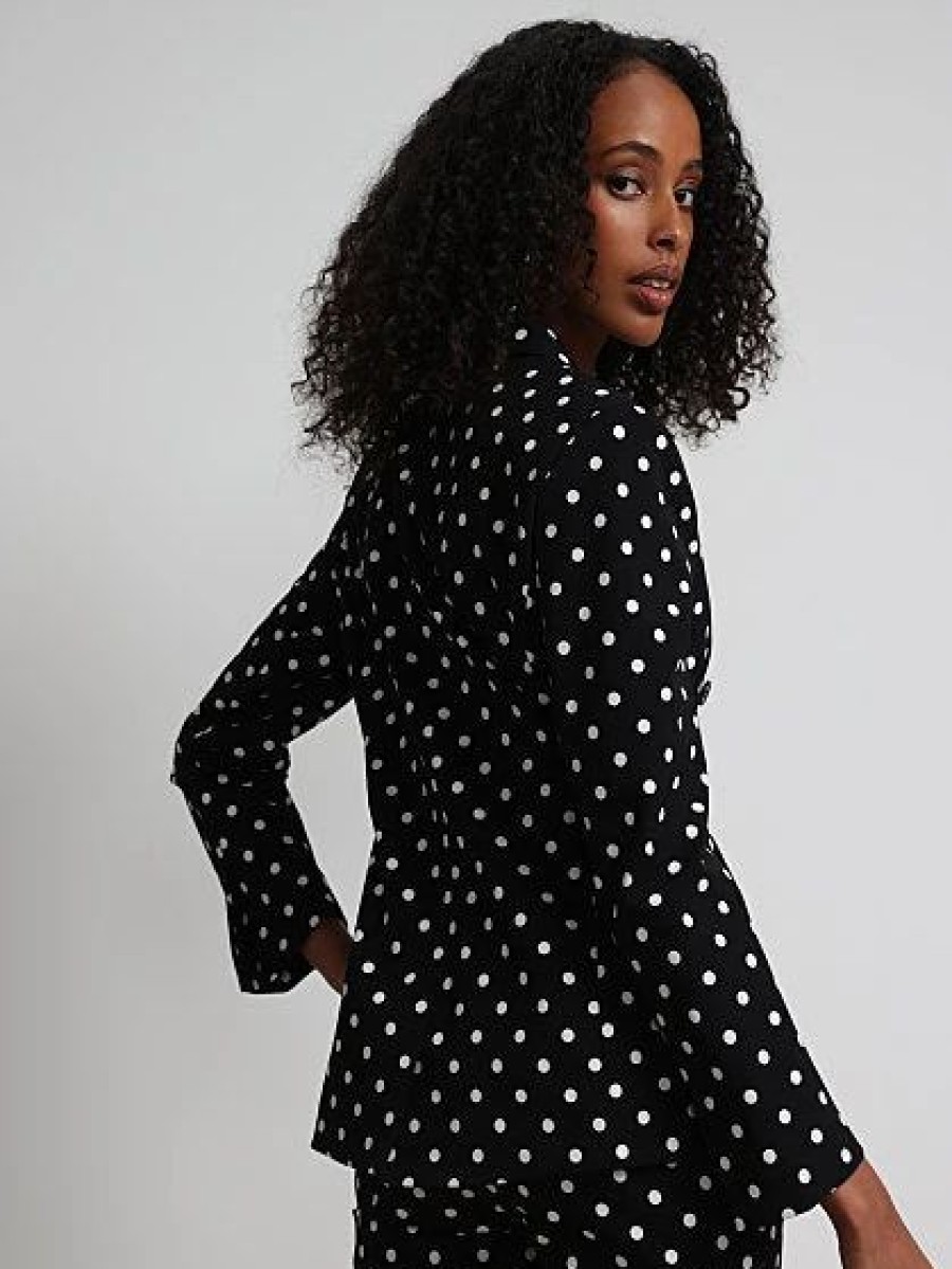 Jackets * | Polka-Dot Double-Breasted Blazer Fit To Flatter Black - Black/White