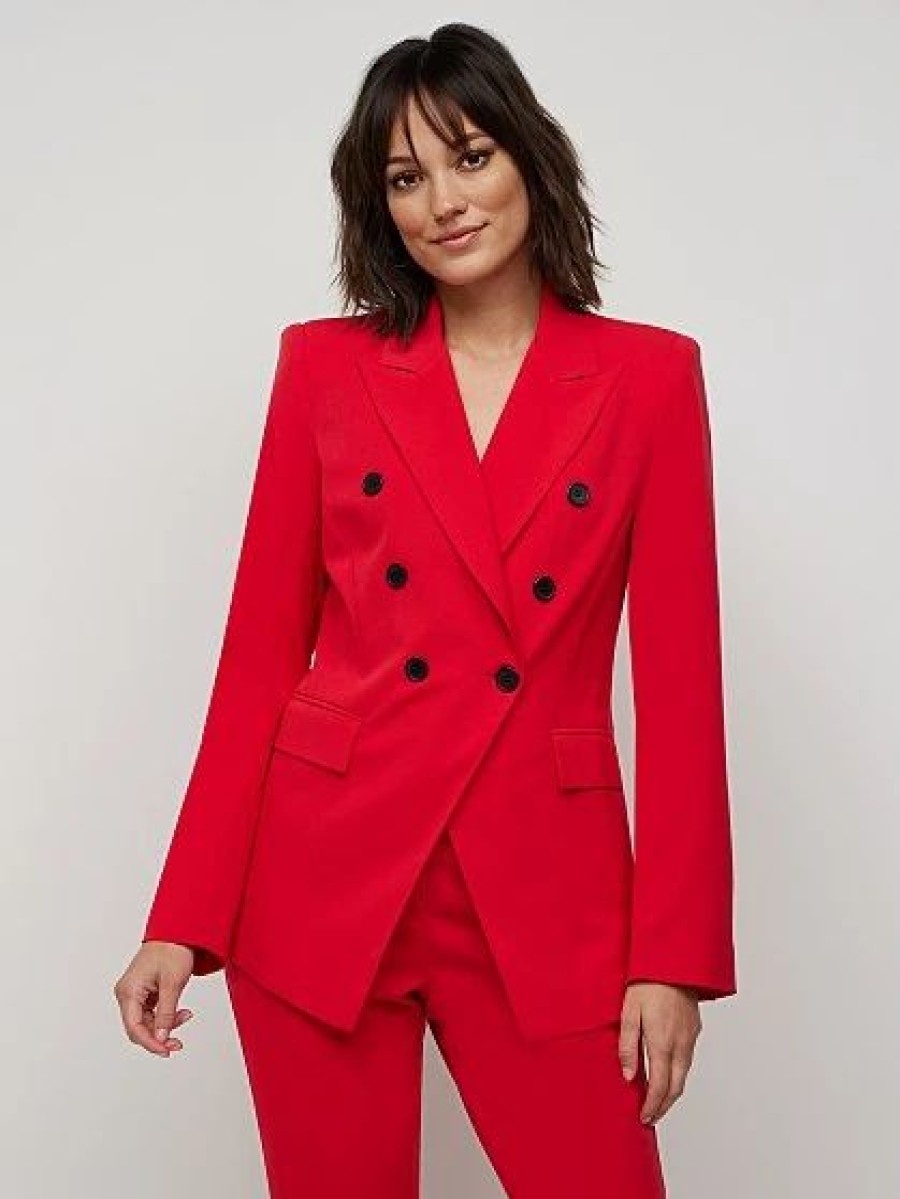 Jackets * | Double-Breasted Cutaway Blazer Red - Red Harbor