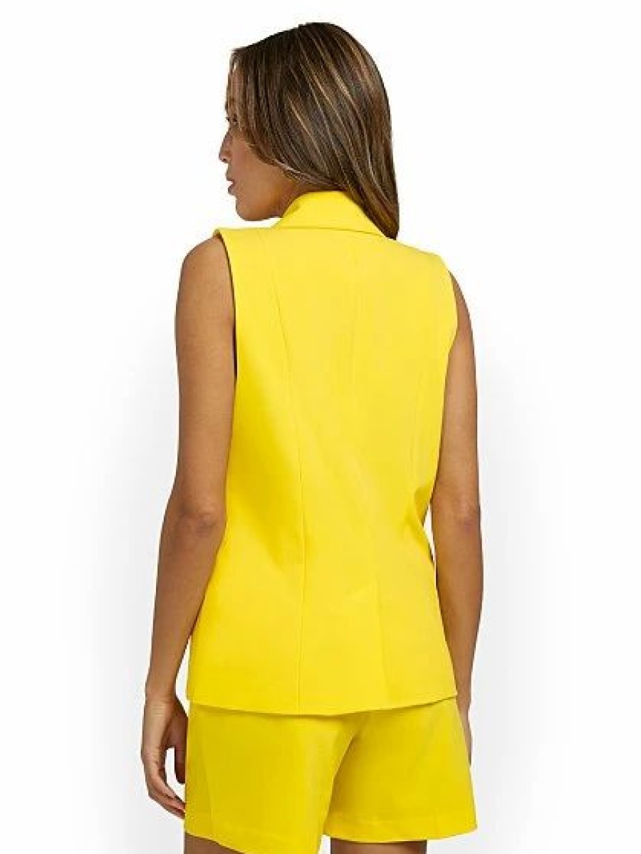 Jackets * | Sleeveless Blazer Vest Essential Stretch Yellow - Buttercup