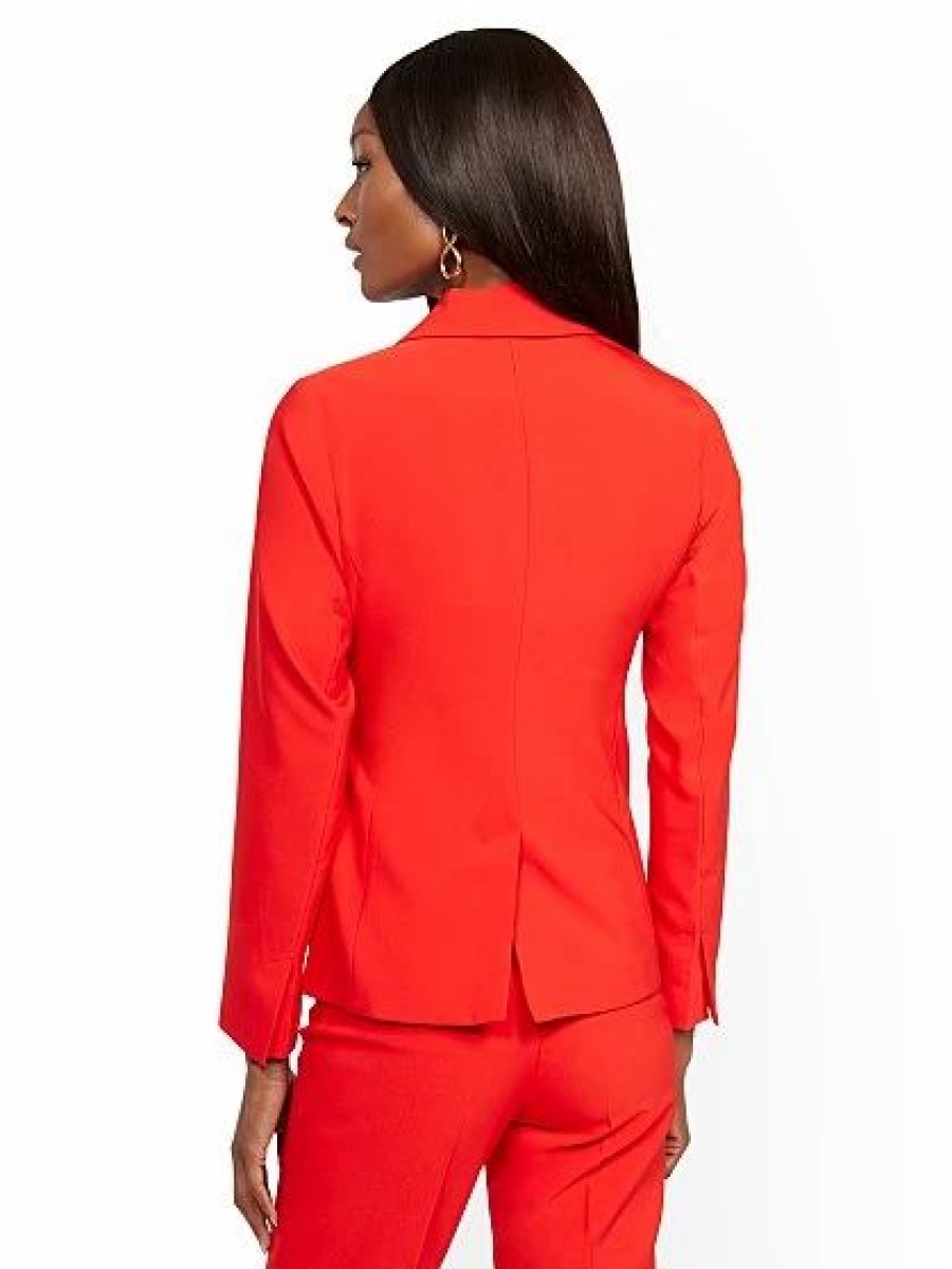 Jackets * | Red Belted Blazer 7Th Avenue Red - Red Harbor