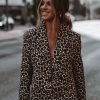 Blazers * | Kylan Pocketed Leopard Crop Blazer Last Chance