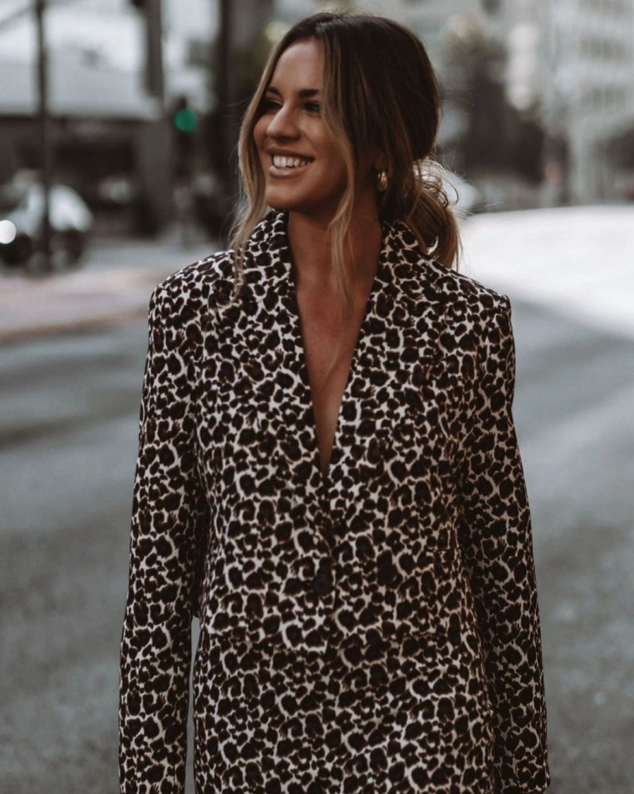 Blazers * | Kylan Pocketed Leopard Crop Blazer Last Chance