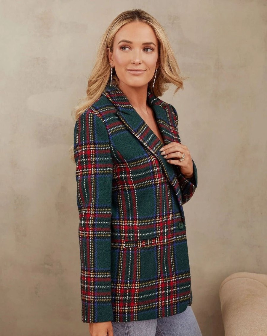 Blazers * | Lauren Pocketed Plaid Blazer Final Sale