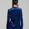 Jackets * | Neve Velvet Single-Button Blazer Blue - Dashing Blue