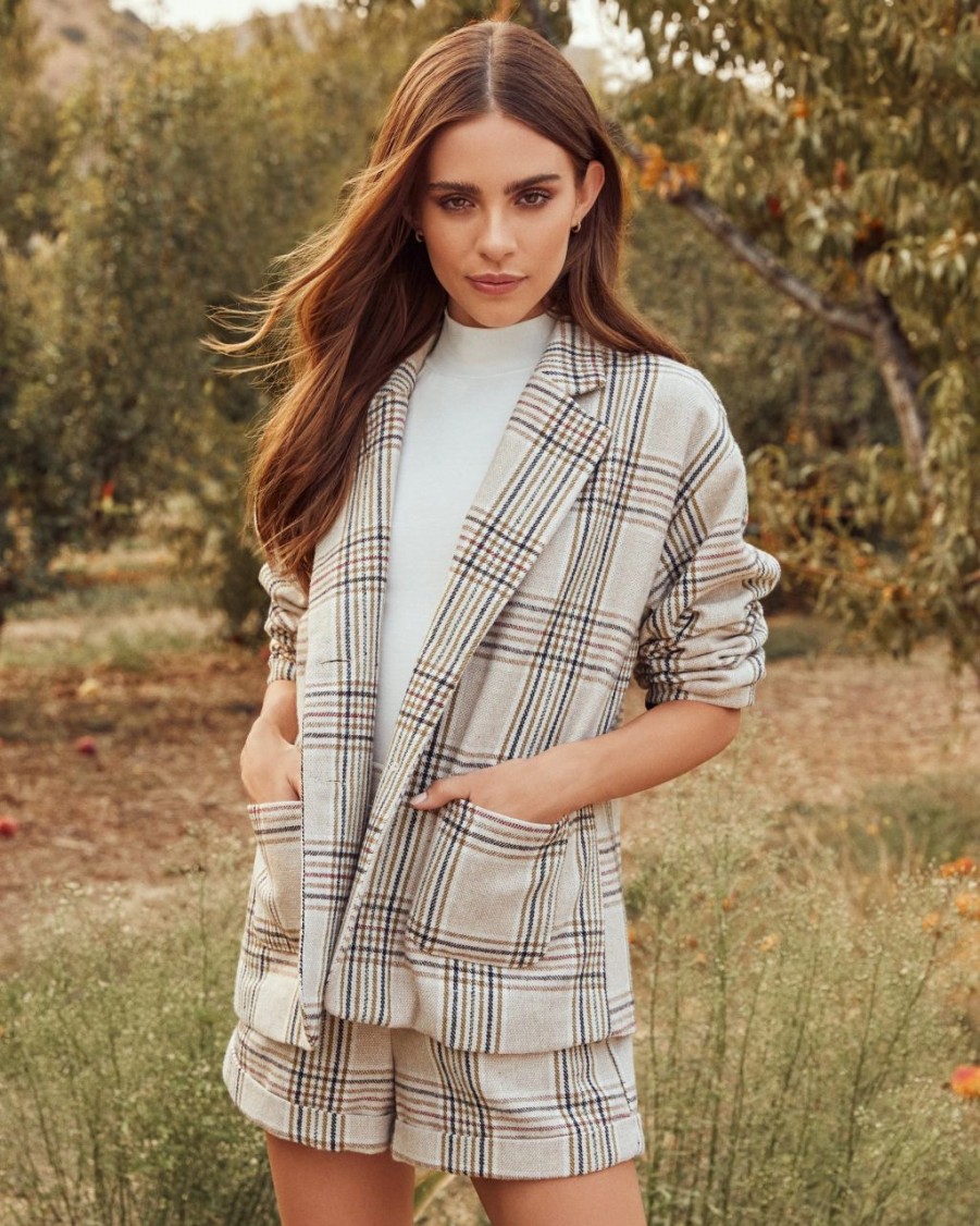 Blazers * | Sylvan Pocketed Plaid Blazer Last Chance