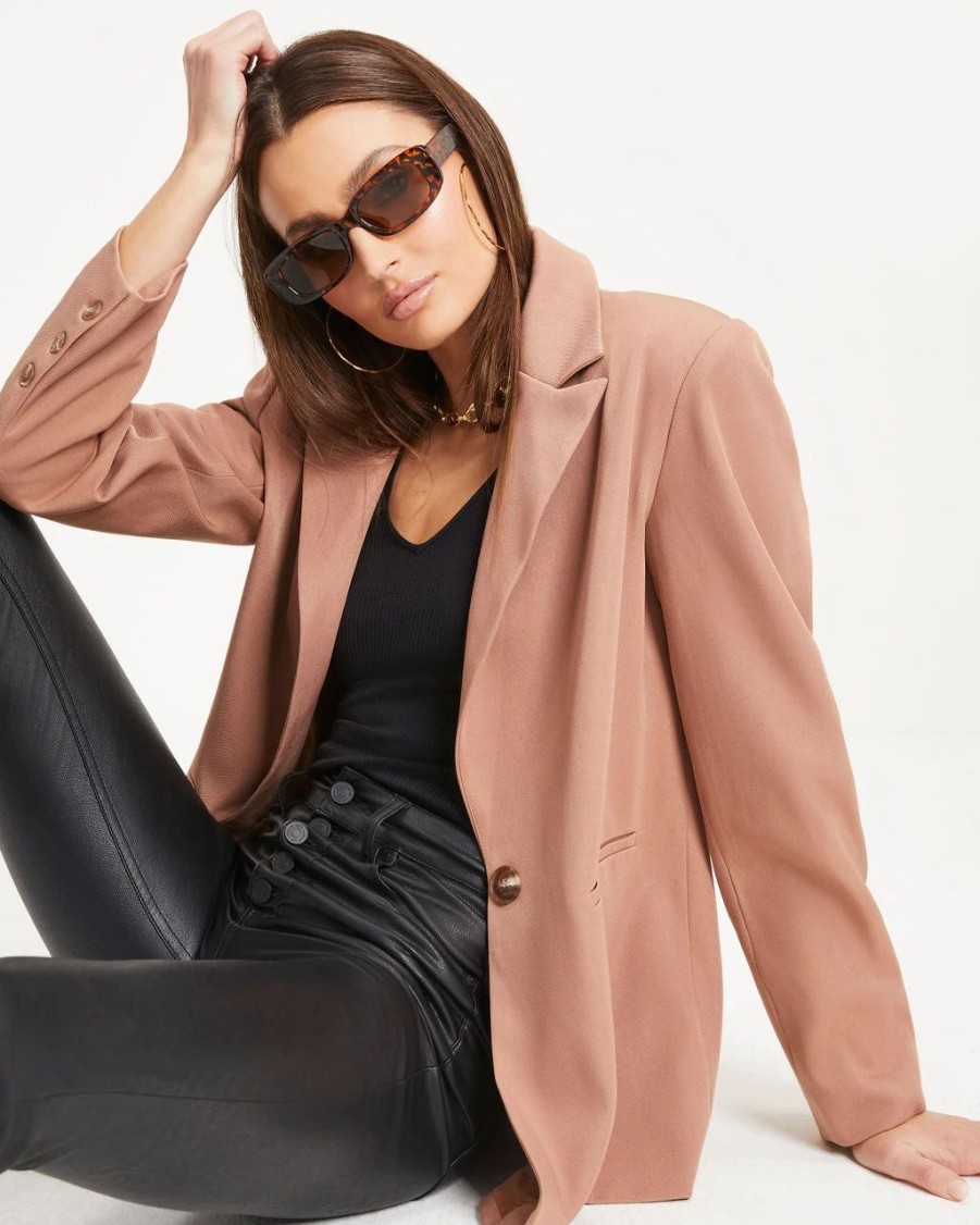 Blazers * | Aubrielle Pocketed Blazer Camel Final Sale