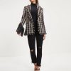 Blazers * | Laney Plaid Tweed Blazer Black Last Chance