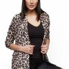 Jackets * | Leopard-Print Ponte Blazer Natural - Classic Camel