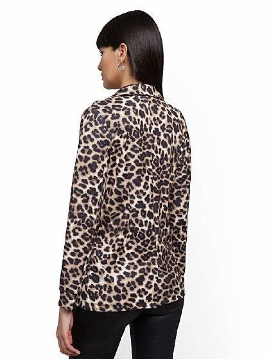 Jackets * | Leopard-Print Ponte Blazer Natural - Classic Camel