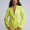 Jackets * | Wide-Lapel Single-Button Blazer Green - Disco Lime