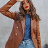 Blazers * | Scout Faux Leather Blazer Chocolate Final Sale