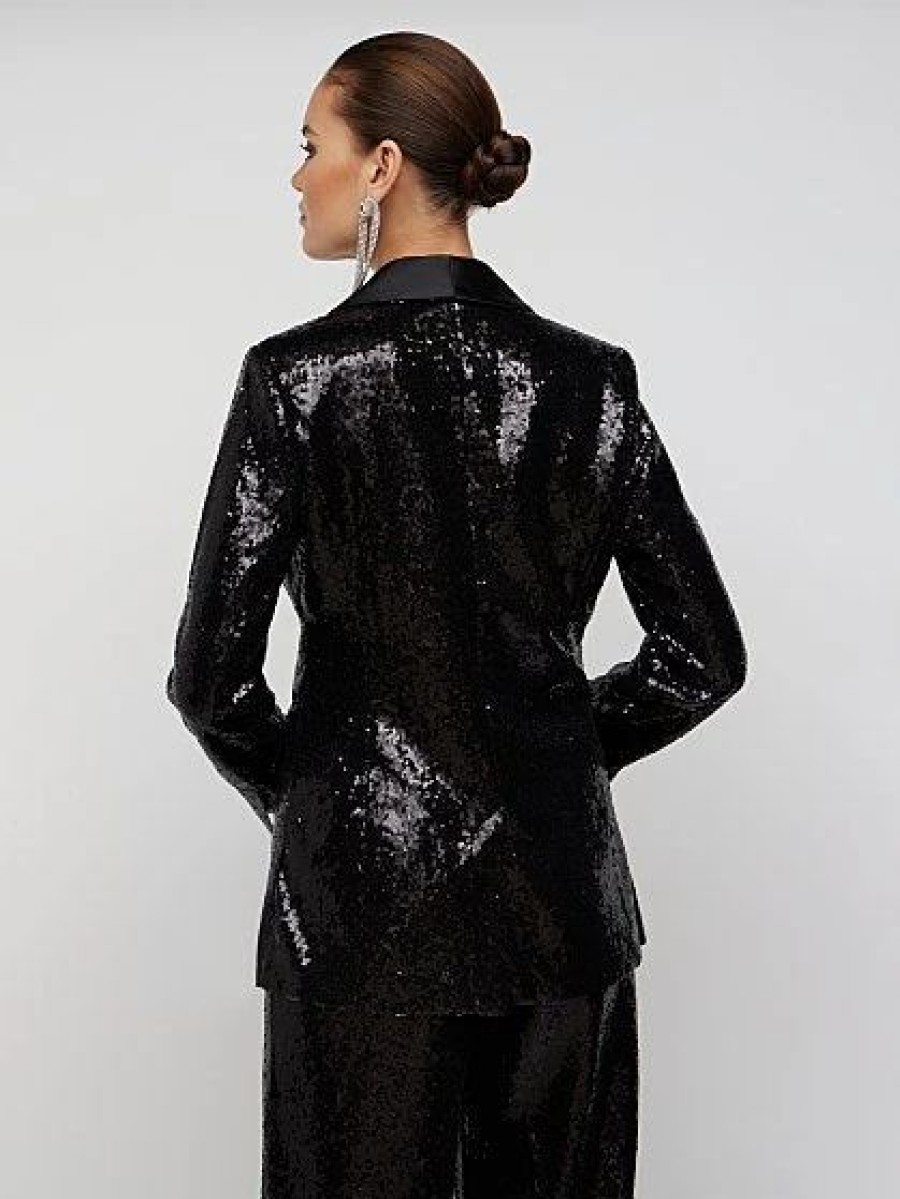 Jackets * | Sequin Satin-Lapel Blazer