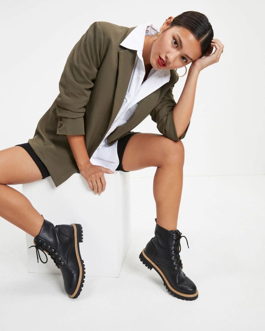 Blazers * | She Knows It All Pocketed Blazer Olive Final Sale