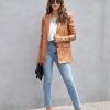 Blazers * | Fashion Affairs Faux Leather Blazer Camel Final Sale