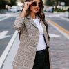 Blazers * | Central Park Strolls Plaid Pocketed Blazer Final Sale