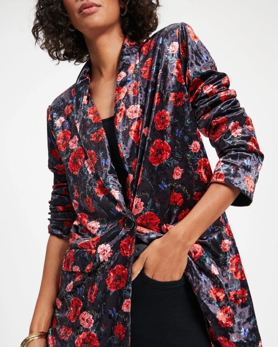 Blazers * | One Final Rose Pocketed Velvet Blazer Final Sale