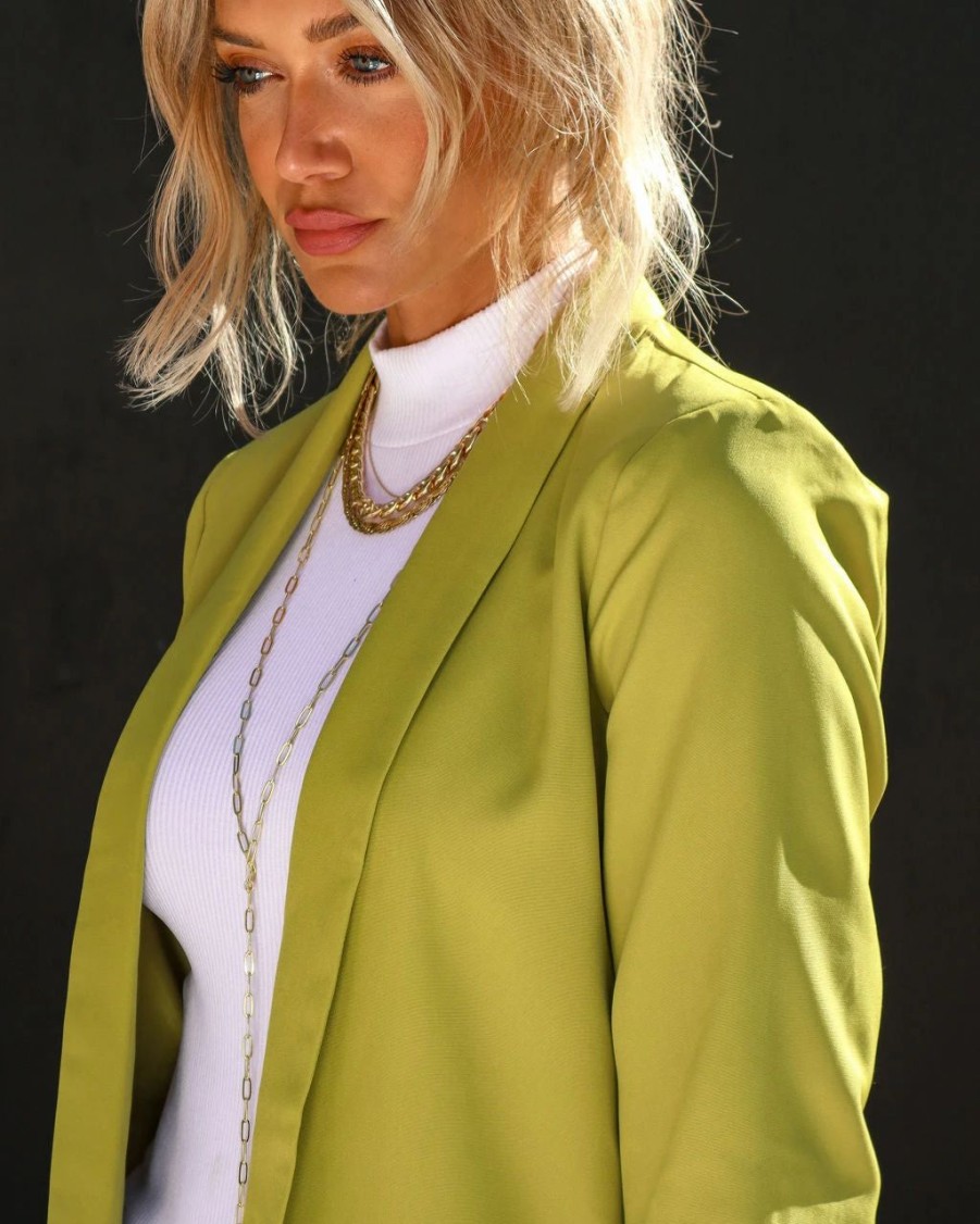 Coats & Jackets * | Entrepreneur Pocketed Blazer Chartreuse