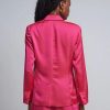 Jackets * | Single-Button Satin-Effect Blazer Pink - Gleaming Pink