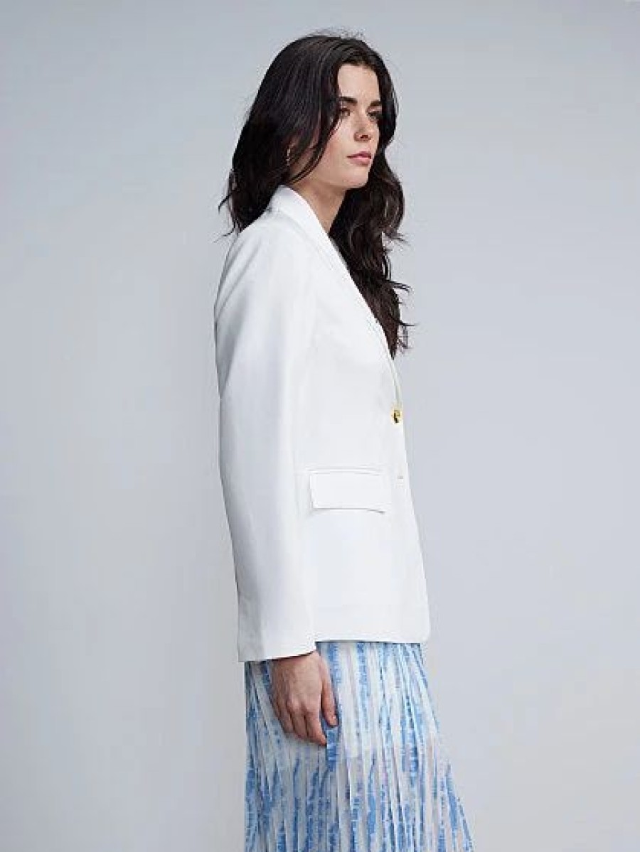 Jackets * | Double Button Blazer White - Optic White