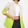 Blazers * | She Sets Trends Pocketed Colorblock Blazer Lime Final Sale