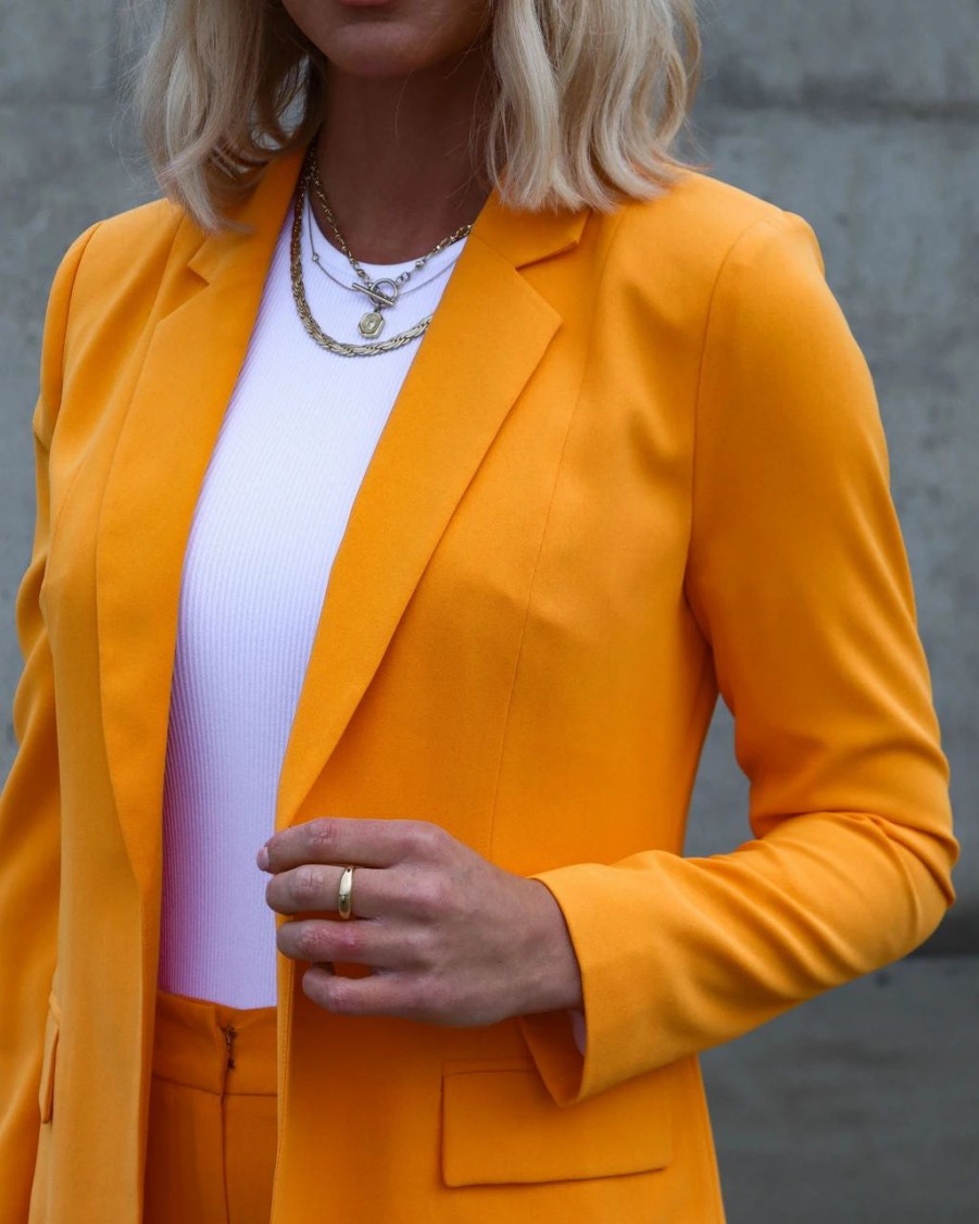 Coats & Jackets * | Boss Up Pocketed Blazer Orange