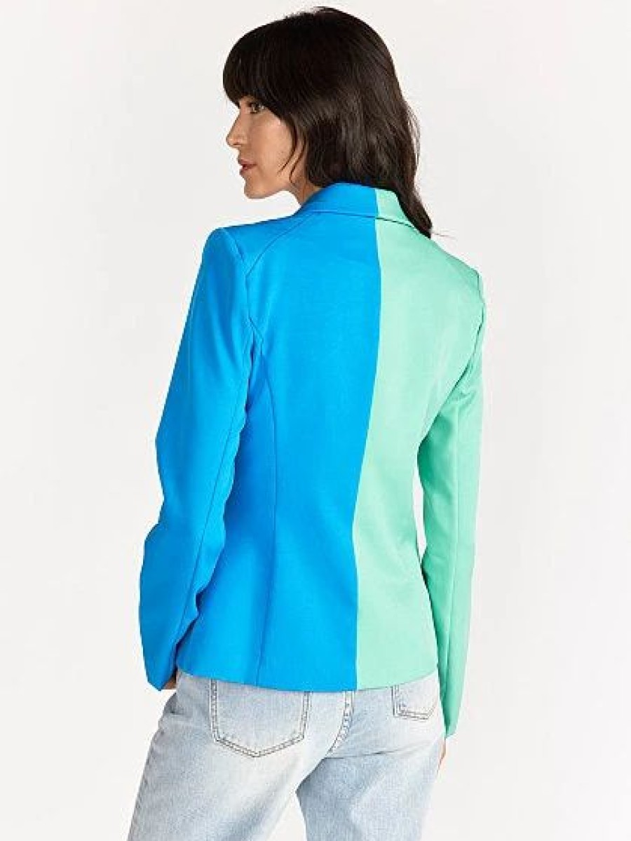 Jackets * | Colorblock Blazer Do+ Be Blue - Blue