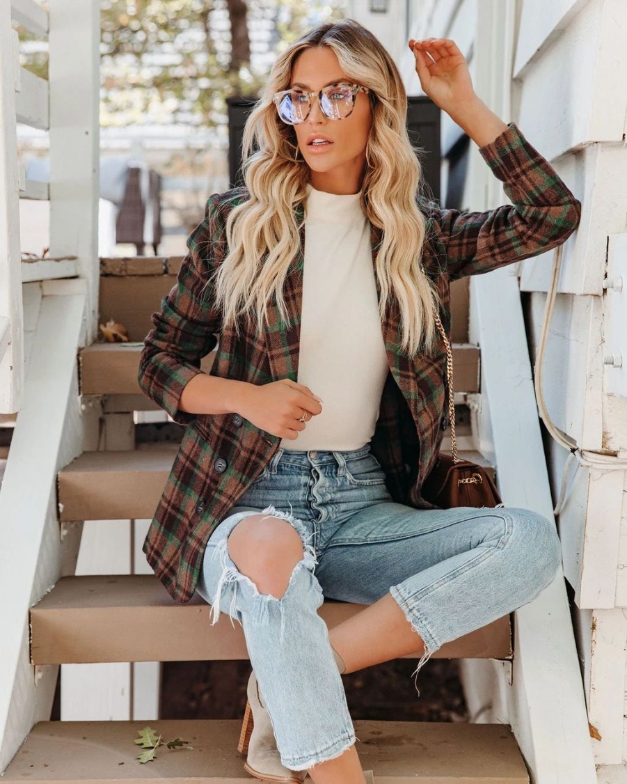 Blazers * | Pappy Plaid Double Breasted Blazer Final Sale