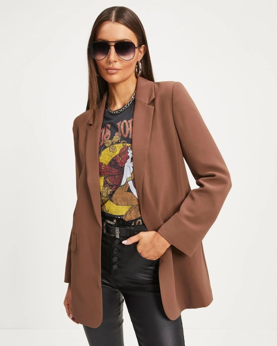 Blazers * | Start Of Something New Pocketed Blazer Mocha Final Sale