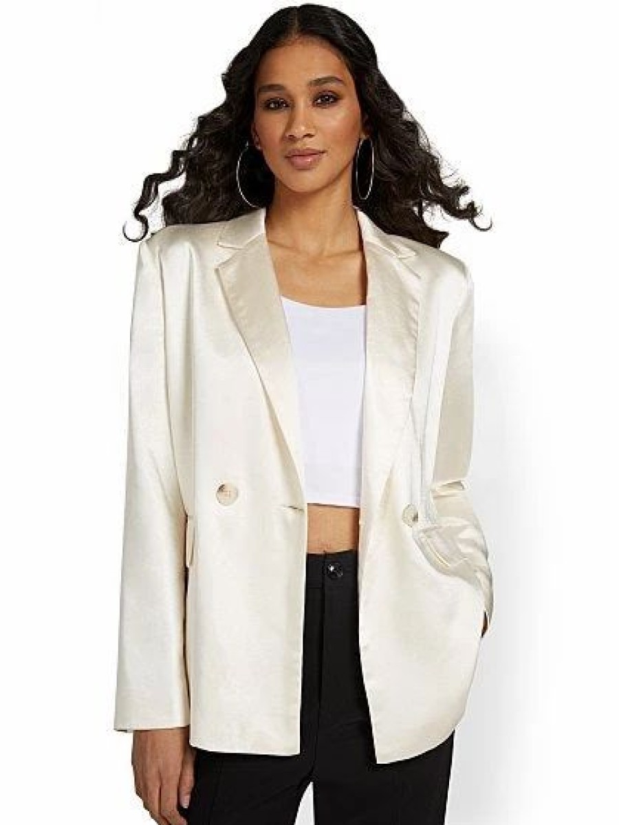 Jackets * | Satin Boyfriend Blazer Sans Souci