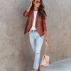 Blazers * | Angelique Faux Leather Blazer Chestnut Final Sale