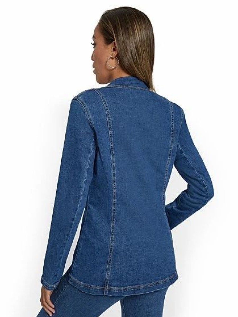 Jackets * | Denim Blazer Blue - Medium Blue Wash