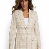 Jackets * | 2-Piece Plaid Blazer & Short Set Luxy Usa Natural - Cream