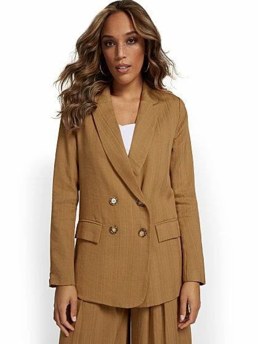 Jackets * | 2-Piece Blazer & Wide-Leg Pant Set Luxy Usa