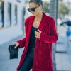 Blazers * | Chicest Pocketed Velvet Blazer Wine Final Sale