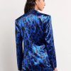 Jackets * | Animal Print Velvet Blazer Endless Rose Blue - Amplified Blue