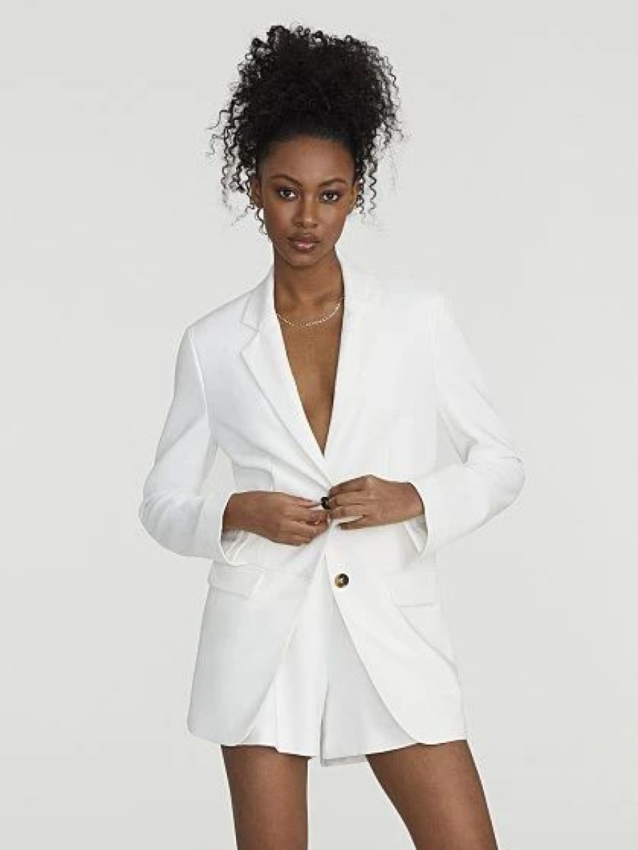 Jackets * | Amberle Oversized Single-Breasted Blazer White - Paper White