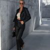 Coats & Jackets * | Soho Glam Faux Leather Blazer Black Final Sale