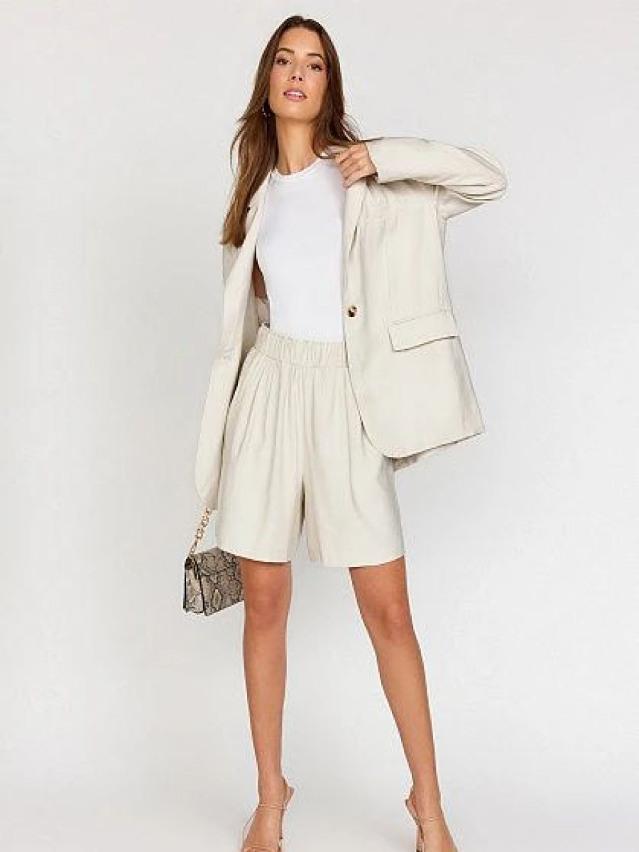 Jackets * | Single Button Boyfriend Blazer Sans Souci Natural - Beige