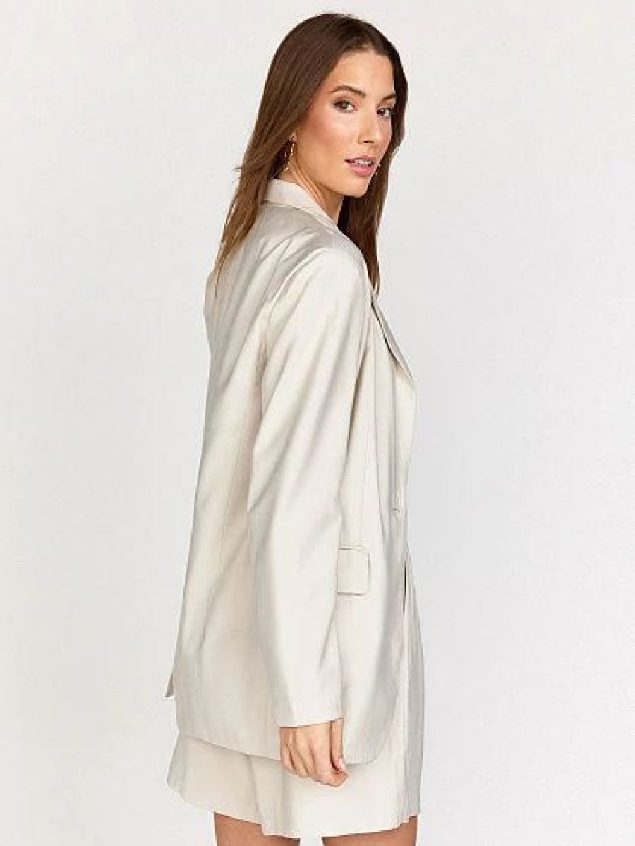 Jackets * | Single Button Boyfriend Blazer Sans Souci Natural - Beige