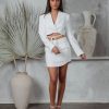 Coats & Jackets * | Camille Front Tie Crop Blazer White Final Sale