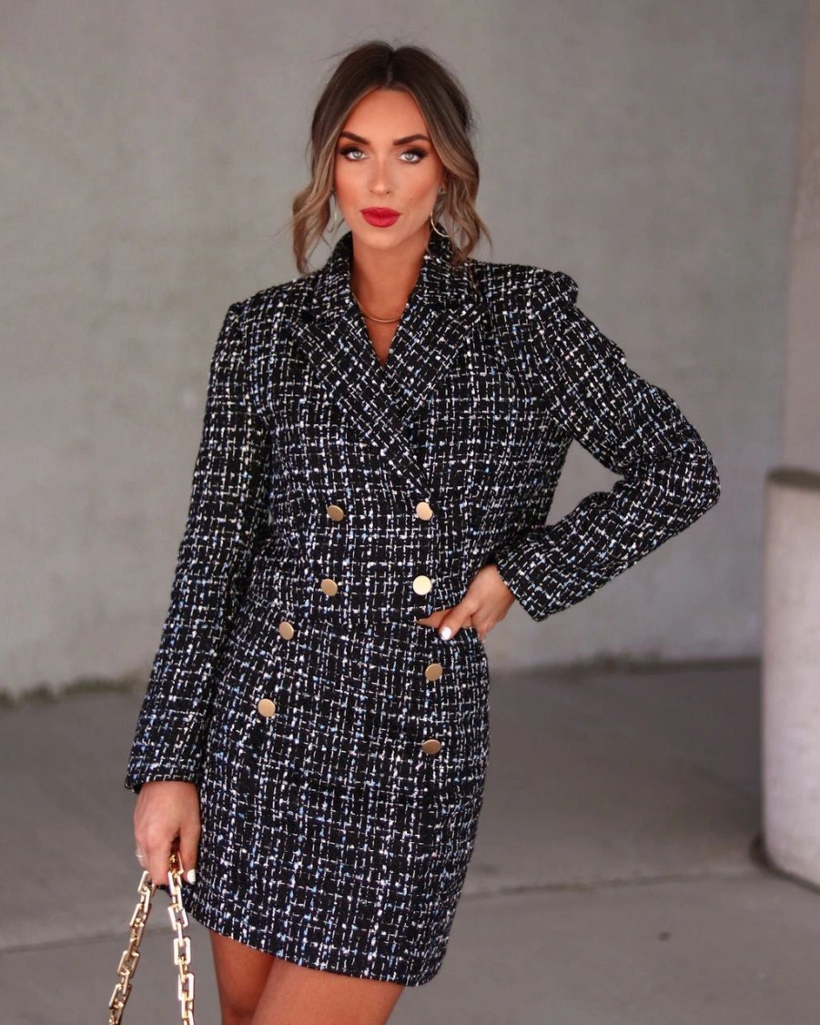 Coats & Jackets * | Fabiana Tweed Crop Blazer Black Sale