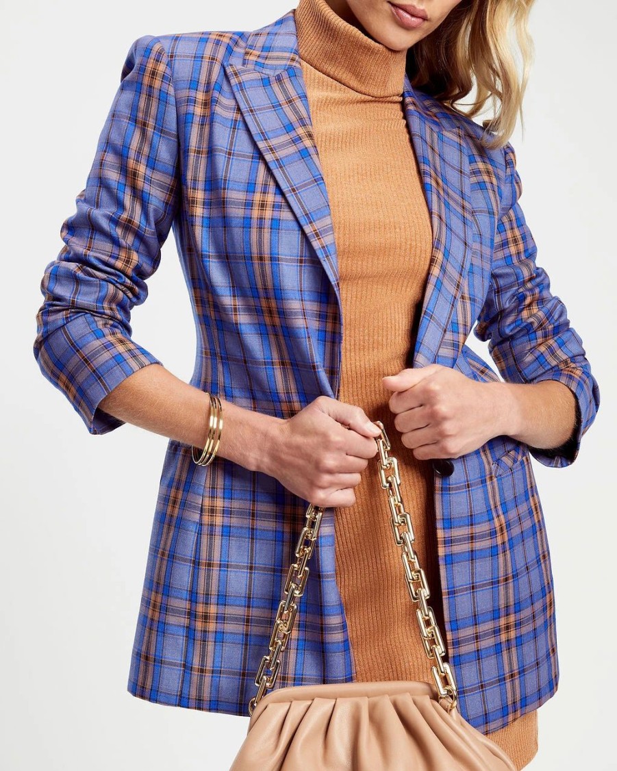 Blazers * | Daphne Plaid Pocketed Blazer Final Sale