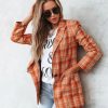 Blazers * | Making Headlines Plaid Pocketed Blazer Final Sale