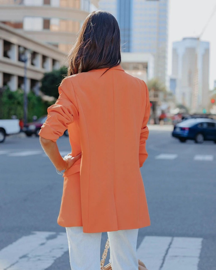 Blazers * | Joslyn Pocketed Blazer Orange Final Sale