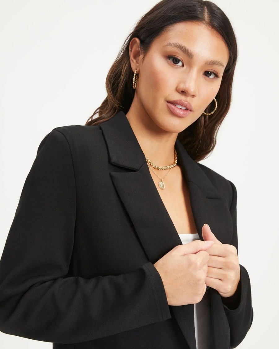 Blazers * | Natasha Lightweight Pocketed Blazer Black Final Sale