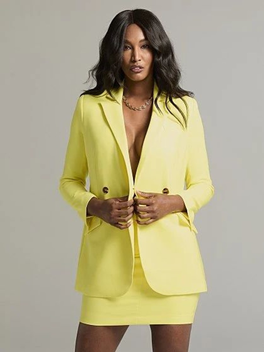 Jackets * | Samentha Two-Button Blazer Yellow - Aurora Yellow