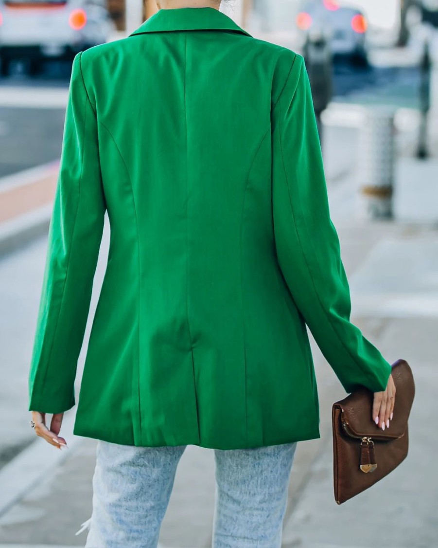 Blazers * | Runway Pocketed Blazer Kelly Green Final Sale