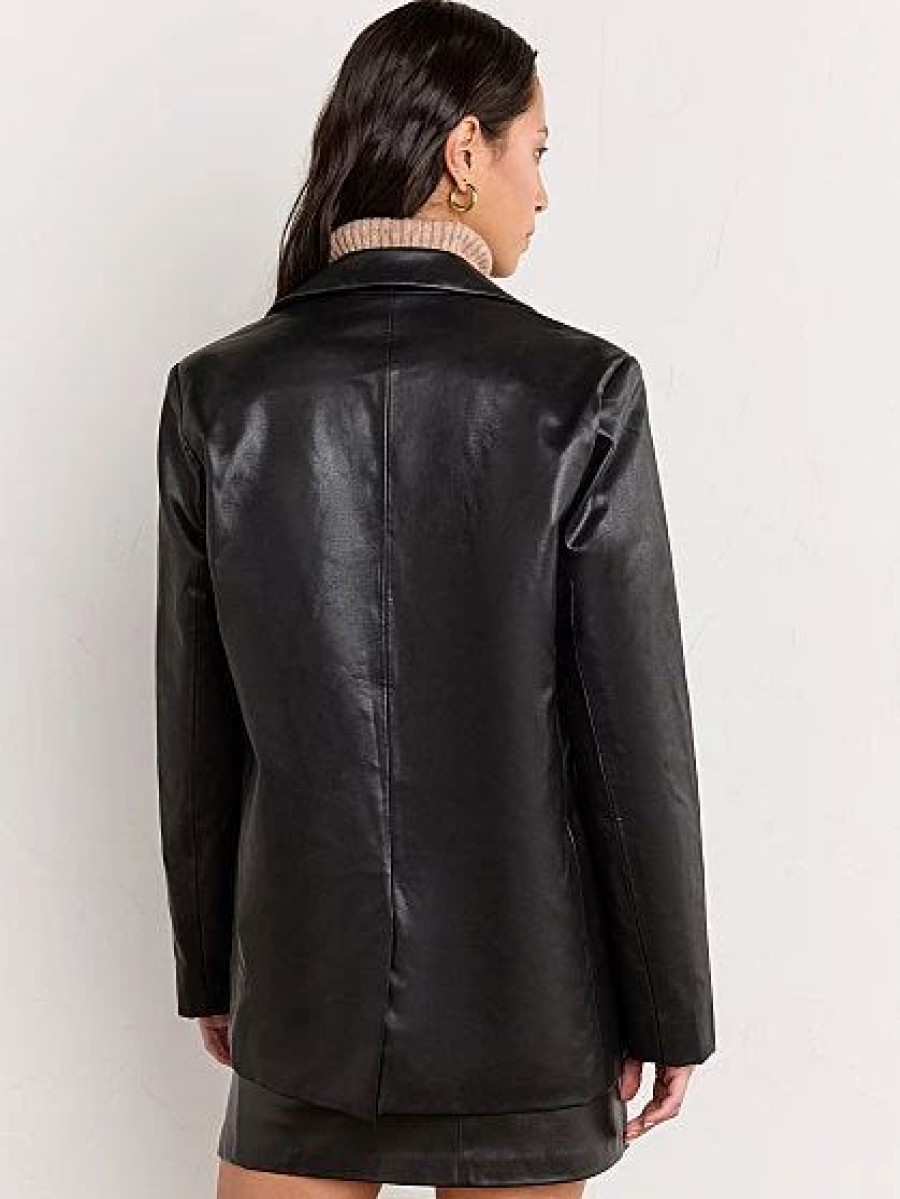 Jackets * | Faux-Leather Blazer Sans Souci