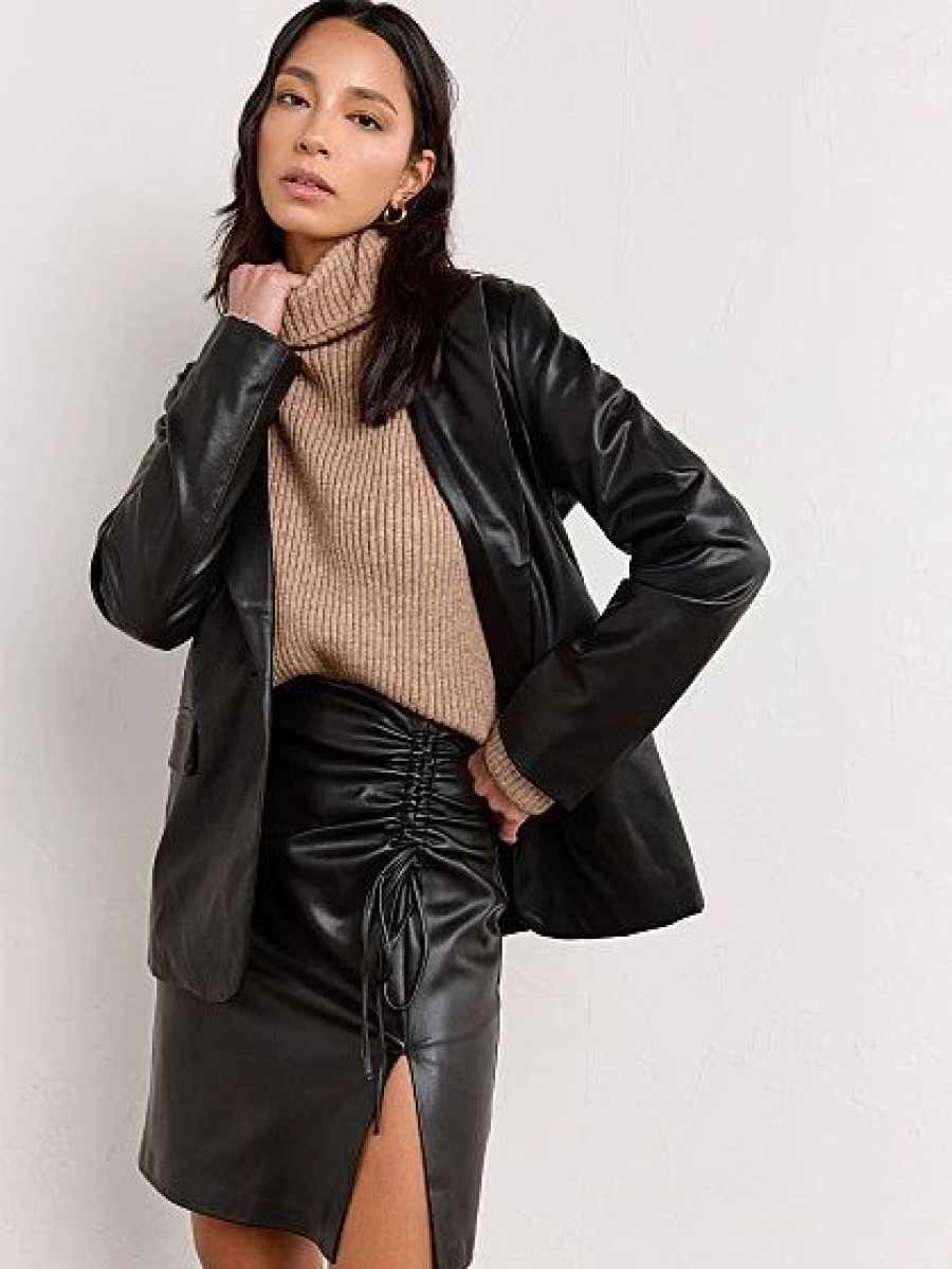 Jackets * | Faux-Leather Blazer Sans Souci